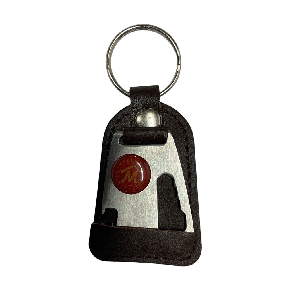Marlboro Country Multi Tool Keychain Bottle Opener Key Ring Brown Leather‎